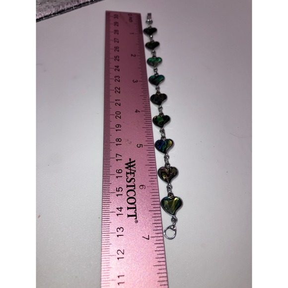 Mother of Pearl Heart Shaped Silver-Tone 7 Inch Bracelet! - Picture 10 of 10